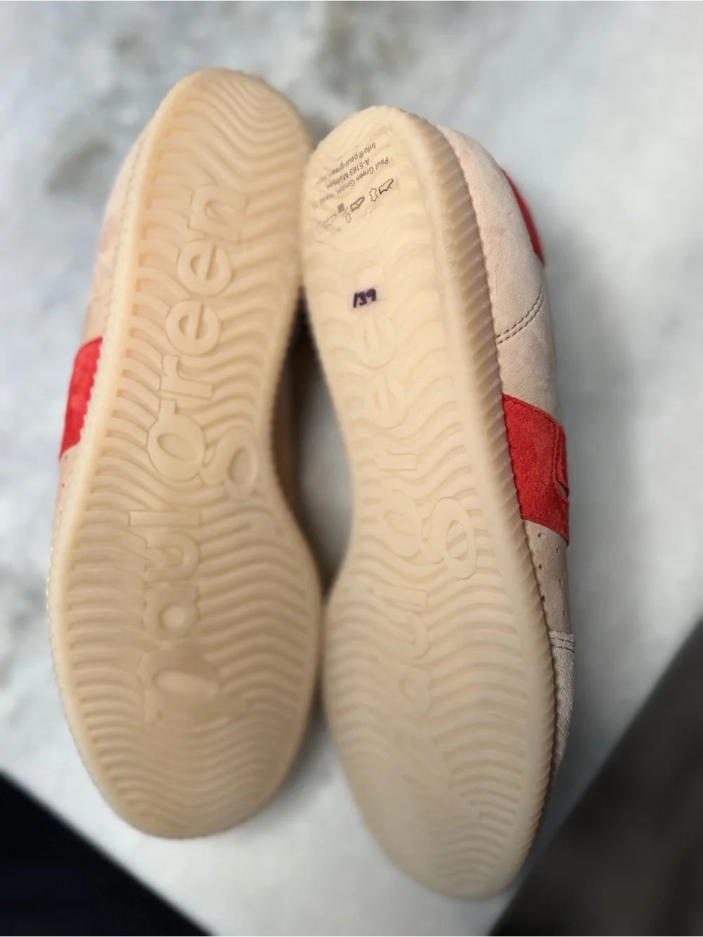 Paul Green Beige and Red Lace-Up Women's Sneaker
